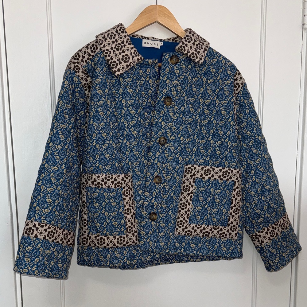 RHODE Blue and Brown Patterned Quilted Jacket